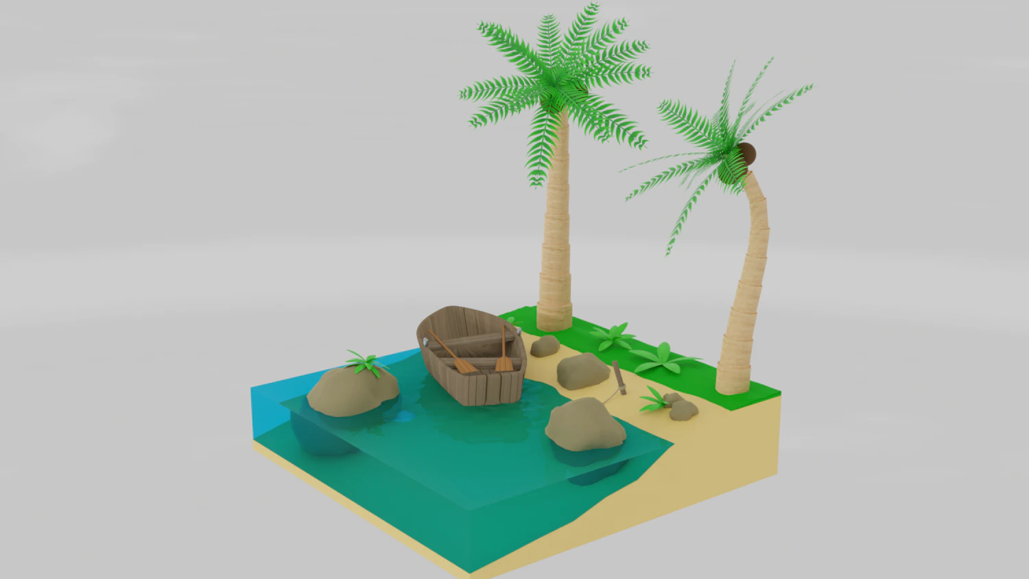 The most beautiful tropical scene is the landscape 3D Model .c4d .max .obj .3ds .fbx .stl .blend 