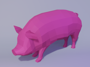 Low poly pink pig  3D Model