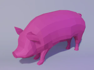 Maiale rosa low poly Modello 3D