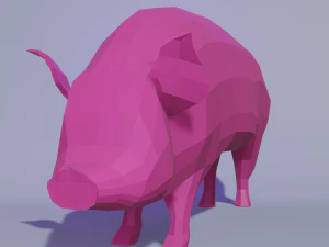 Low poly pink pig 3D Model