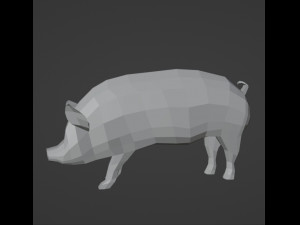 Low poly pink pig 3D Model