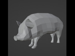 Low poly pink pig 3D Model