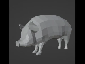 Low poly pink pig 3D Model