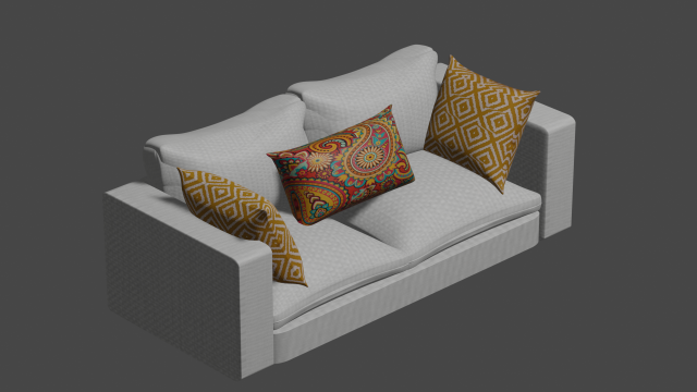 Living room sofa decorated with cushions Modelo 3D .c4d .max .obj .3ds .fbx .stl .blend