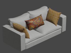 Living room sofa decorated with cushions 3D Model
