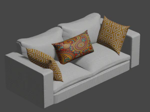 Диван в гостиной, украшенный подушками 3D Модель