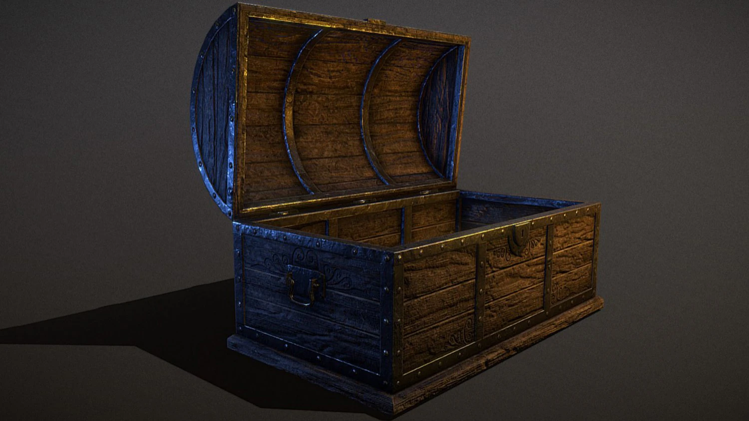 Wooden Coffer - low poly 3D Model .c4d .max .obj .3ds .fbx .stl .blend 