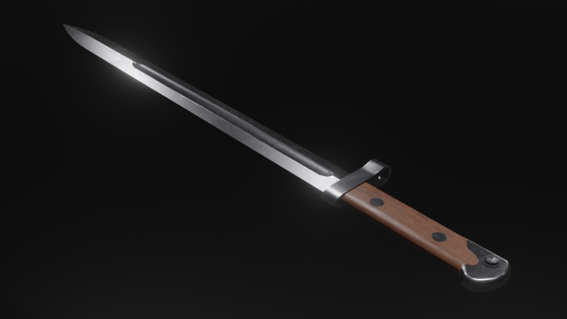 Bayonet knife low-poly 3D मॉडल .c4d .max .obj .3ds .fbx .stl .blend 