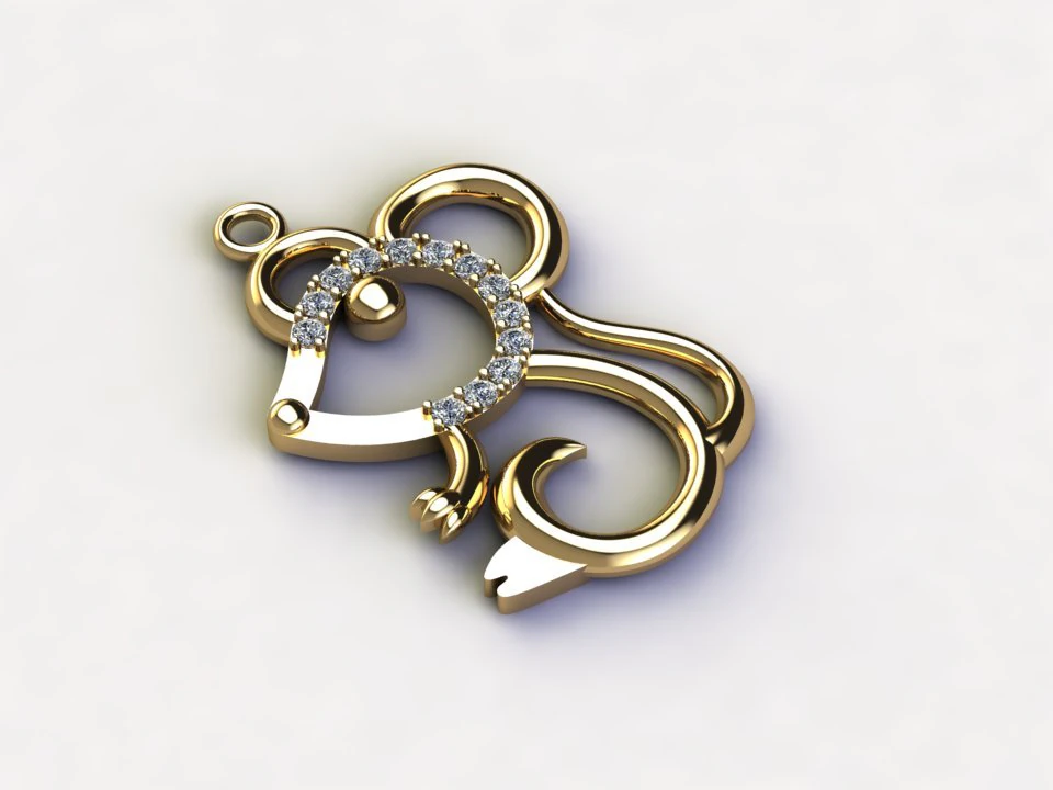 Mickey Mouse Pendant 3D Model .c4d .max .obj .3ds .fbx .stl .blend 