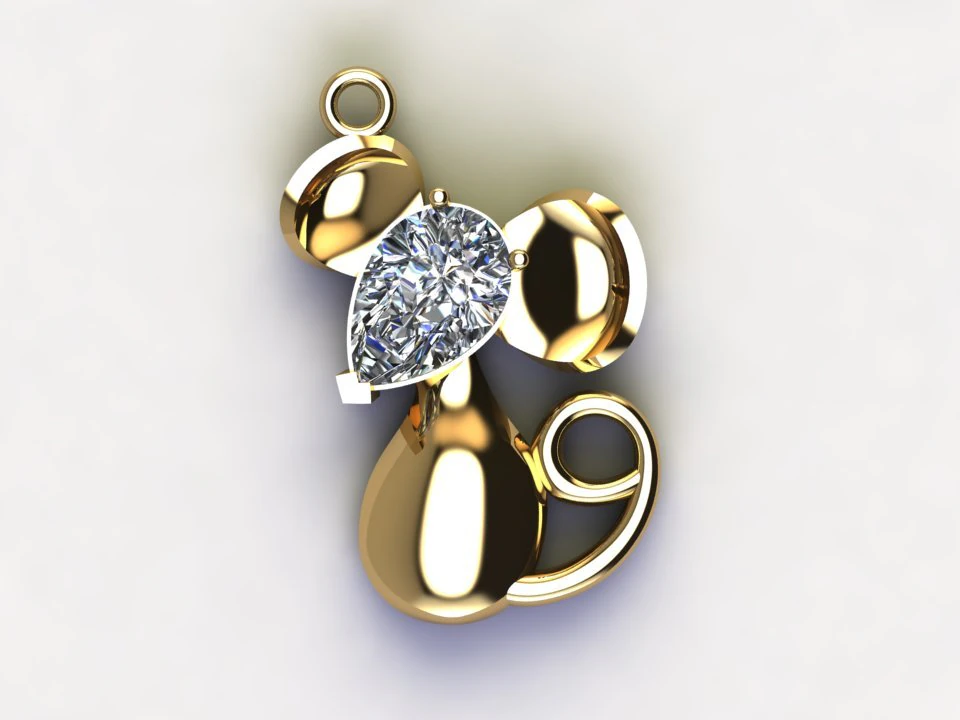 Mouse pendant cad file 3D Model .c4d .max .obj .3ds .fbx .stl .blend