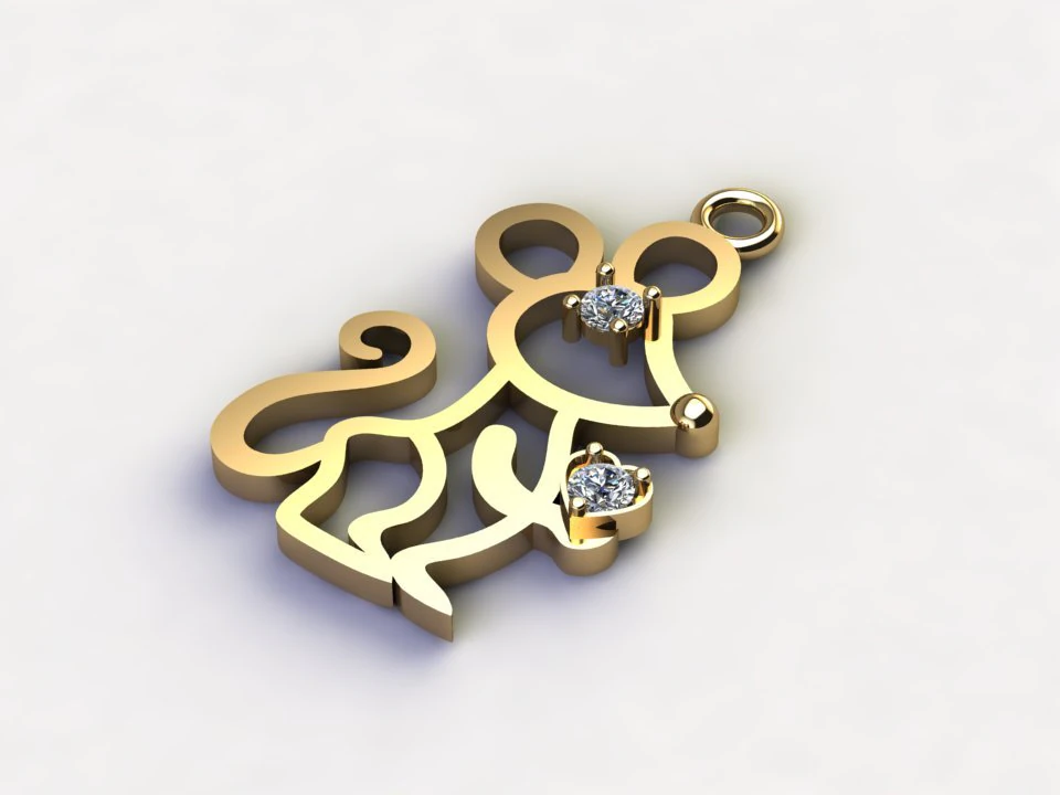 Mouse pendant cad file 3D Model .c4d .max .obj .3ds .fbx .stl .blend 