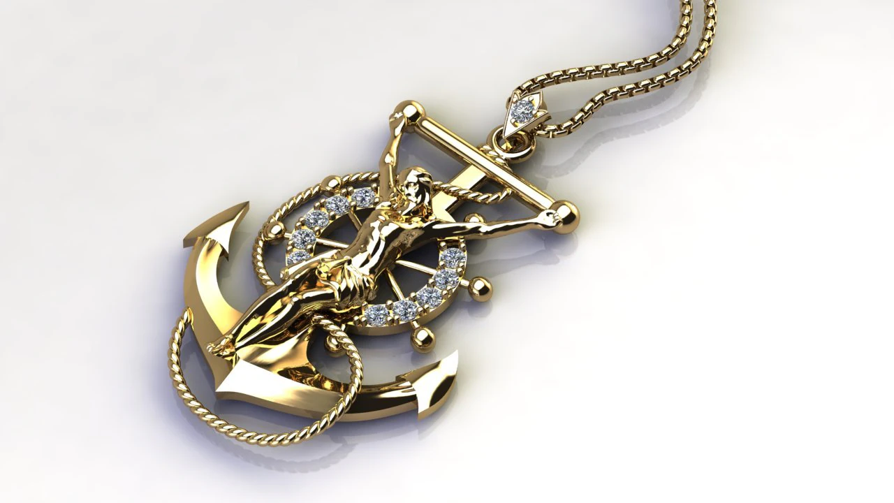 Jesus Pendant Gold Light 3D Model .c4d .max .obj .3ds .fbx .stl .blend 