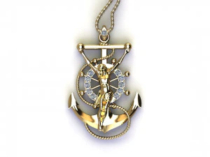 Jesus Pendant Gold Light 3D Model