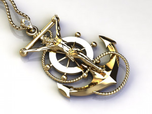 Jesus Light Gold Pendant jewelry Modello 3D