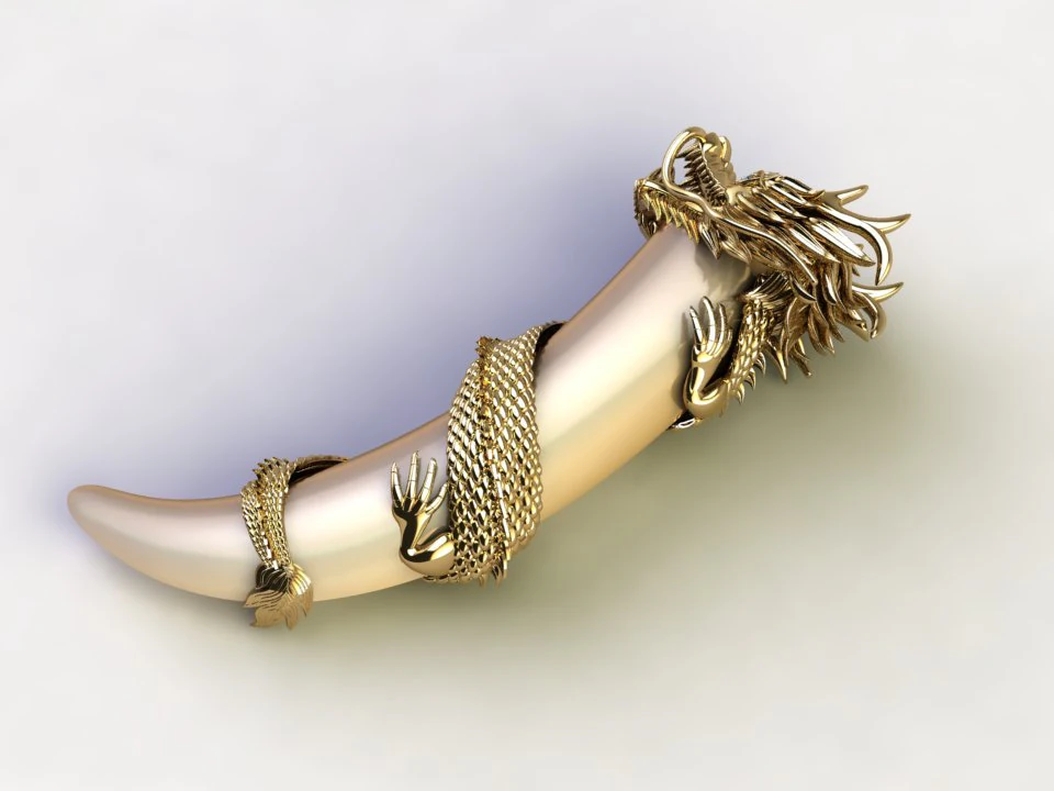 Dragon with Ivory 3D Model .c4d .max .obj .3ds .fbx .stl .blend 