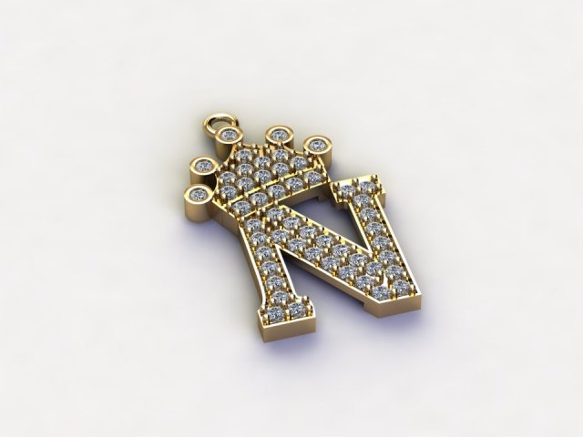 N Pendant Jewelry 3D 모델 .c4d .max .obj .3ds .fbx .stl .blend 