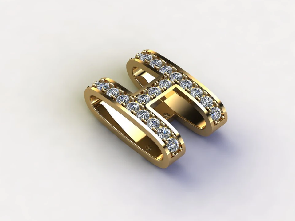 H pendant jewelry 3D Model .c4d .max .obj .3ds .fbx .stl .blend 