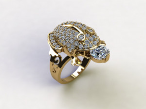 Frog diamond ring Model 3D