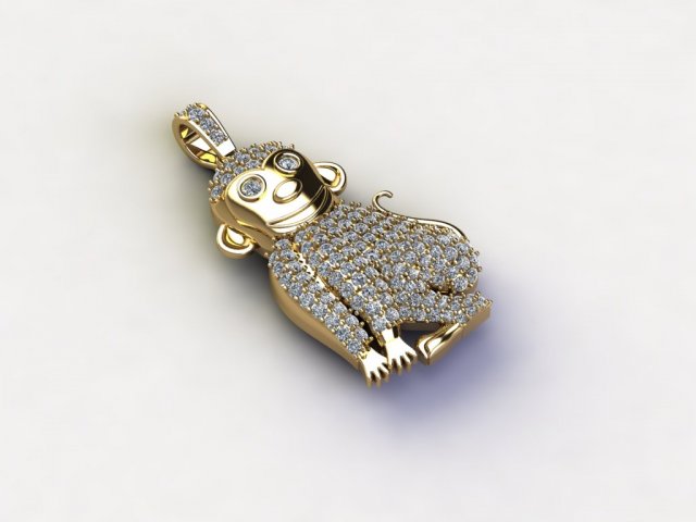 Monkey Pendant 3D Model .c4d .max .obj .3ds .fbx .stl .blend 