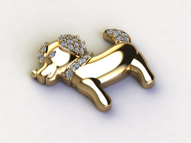 Cute Dog Pendant 3D Model .c4d .max .obj .3ds .fbx .stl .blend 