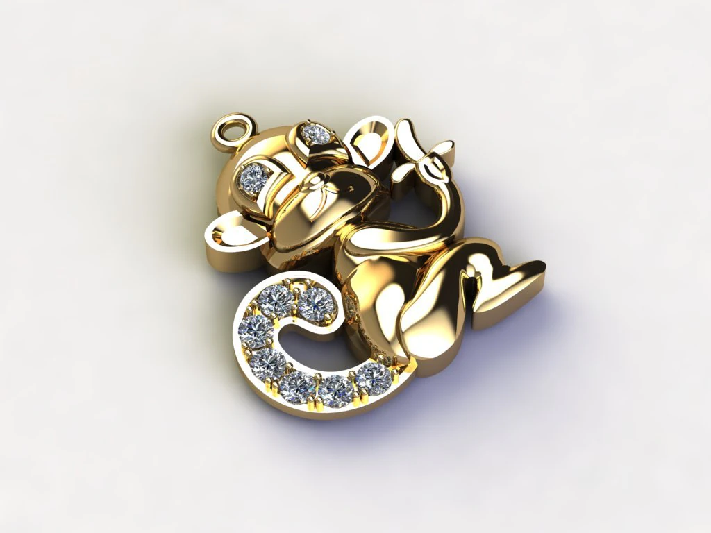 Monkey Pendant 3D Model .c4d .max .obj .3ds .fbx .stl .blend
