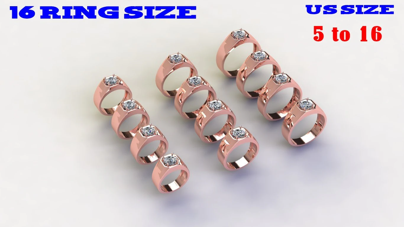 12 Different Ring Size US 3D Model .c4d .max .obj .3ds .fbx .stl .blend 