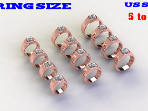 12 Different Ring Size US Model 3D