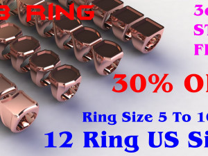 48 Ring Signet Different Size 3D Model
