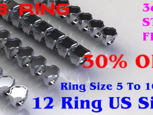 48 Cincin Stempel Ukuran Berbeda Model 3D