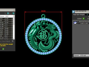 Dragon and Phoenix Pendant 3D Model