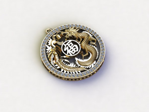 Dragon and Phoenix Pendant 3D Модель