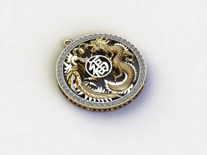 Dragon and Phoenix Pendant 3D Model