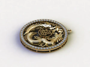 Dragon and Phoenix Pendant 3D Model