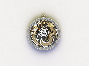 Dragon and Phoenix Pendant 3D Модель