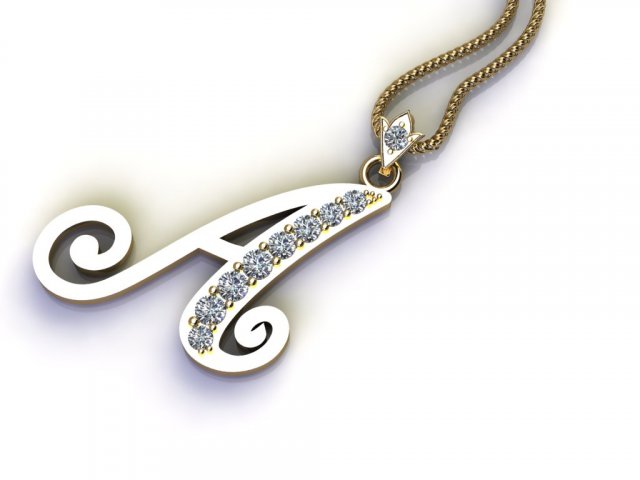 Alphabets letter A pendant 3D Model .c4d .max .obj .3ds .fbx .stl .blend 