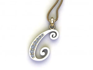 Alphabets letter C pendant 3D Model