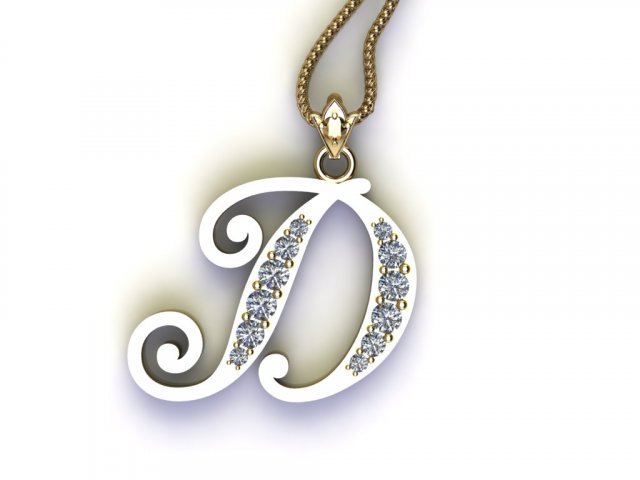 Alphabets letter D pendant 3D Model .c4d .max .obj .3ds .fbx .stl .blend 