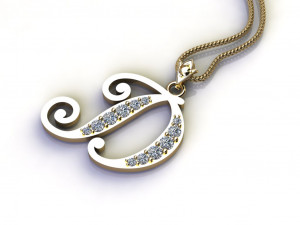Alphabets letter D pendant 3D Model