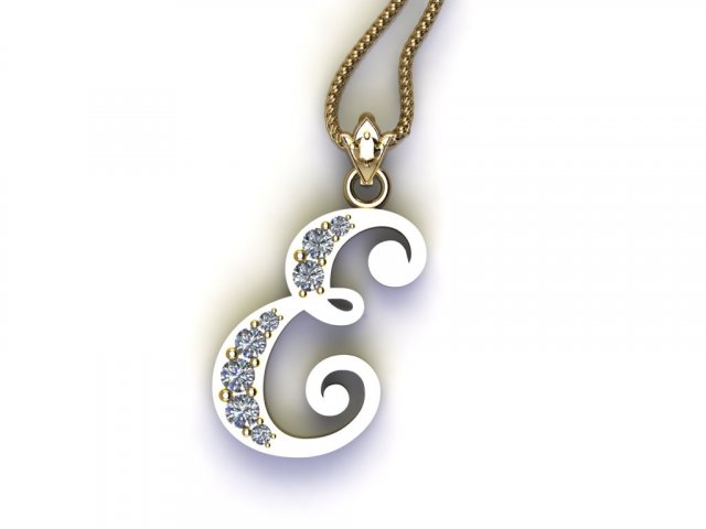 Alphabets letter E pendant Model 3D .c4d .max .obj .3ds .fbx .stl .blend 