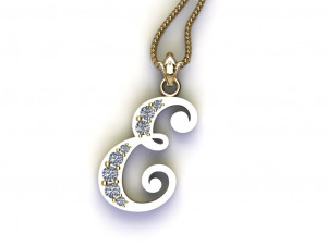 Alphabets letter E pendant 3D Model