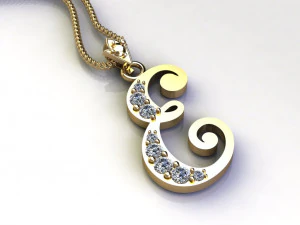 Alphabets letter E pendant 3D Model
