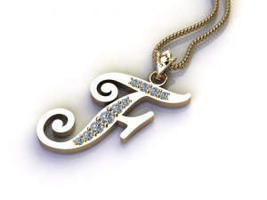Alphabets letter F pendant 3D Model
