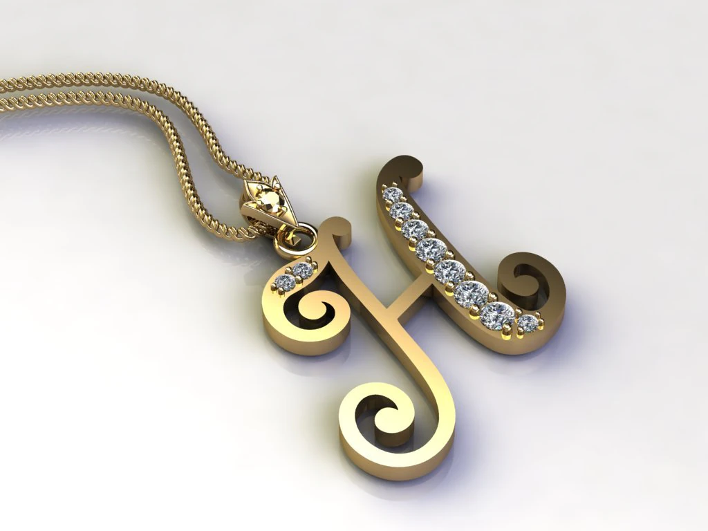 Alphabets letter H pendant 3D Model .c4d .max .obj .3ds .fbx .stl .blend 
