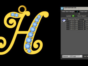Alphabets letter H pendant 3D Model