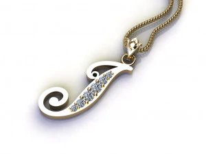 Alphabets letter I pendant 3D Model