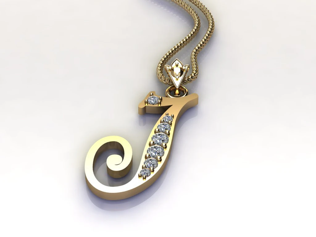 Alphabets letter J pendant 3D Model .c4d .max .obj .3ds .fbx .stl .blend 
