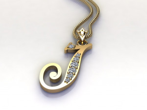 Alphabets letter J pendant 3D Model