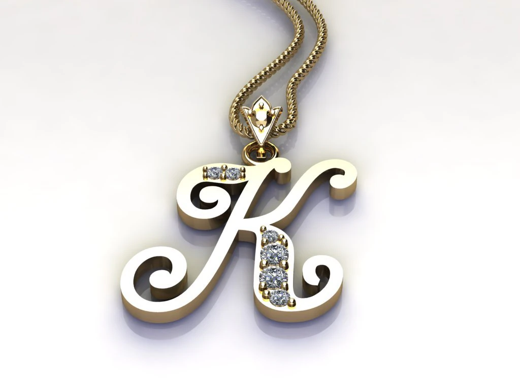 Alphabets letter K pendant 3D Model .c4d .max .obj .3ds .fbx .stl .blend 