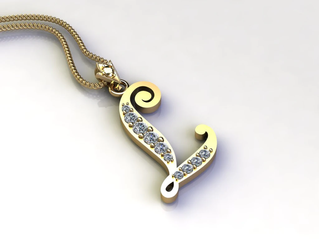 Alphabets letter L pendant 3D Model .c4d .max .obj .3ds .fbx .stl .blend