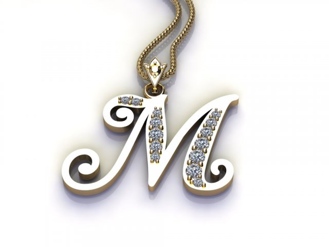 Alphabets letter M pendant 3D 모델 .c4d .max .obj .3ds .fbx .stl .blend 